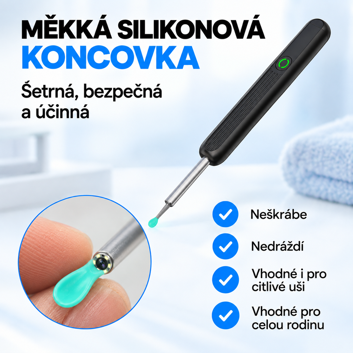 Chytrý čistič uší s integrovanou HD kamerou